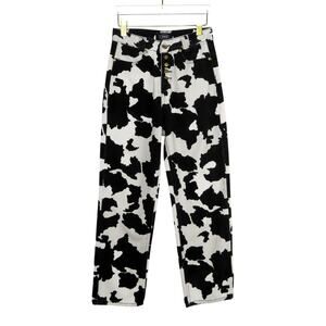 Cider Cow Print Straight Leg Jeans High Rise 90's Fit Mom Jeans Small 26"